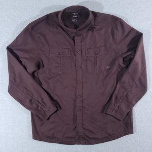 Mountain Hardwear Button Up Shirt Mens XXL 2XL Maroon Long Sleeve Outdoor
